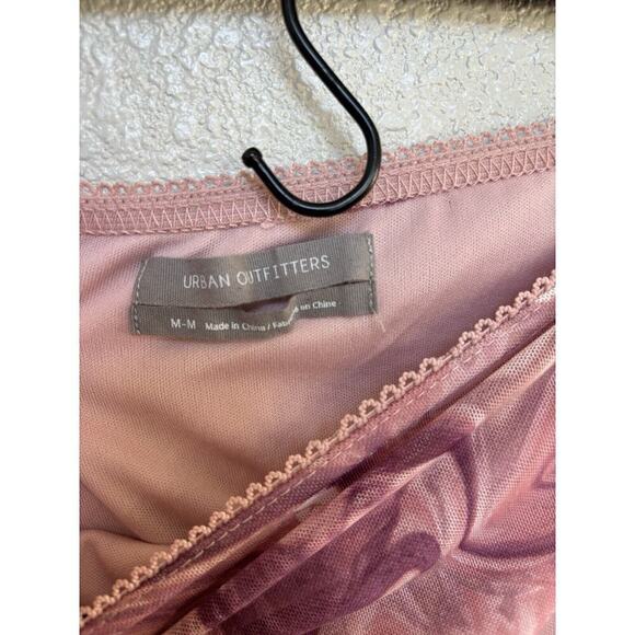 Urban Outfitters pink marble mesh mini skirt M ruffle festival rave summer fairy - Picture 4 of 6